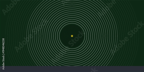Create a bold look with a centric circle background featuring vector graphics of sound waves.