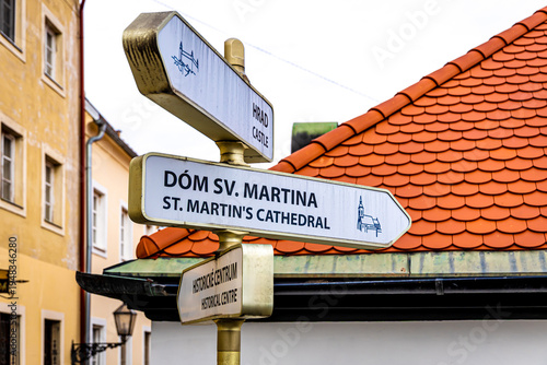 Canvas Print St Martins Cathedral Bratislava with castle wall and tower vertical view