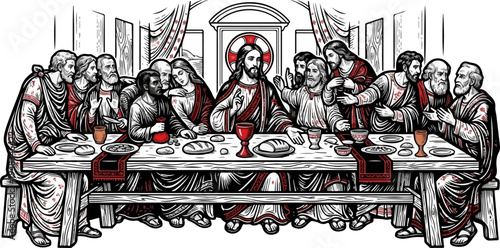 Modern Bold Last Supper Religious Vector Illustration