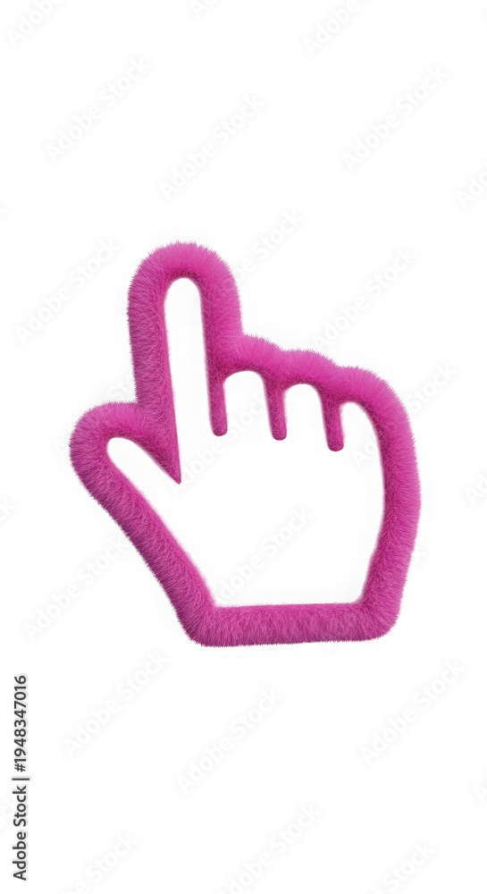 Obraz premium A pink fuzzy hand with the index finger pointing up isolated on transparent background