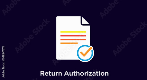 Return Authorization Icon Concept with Approved Document and Checkmark for E-commerce Refund and Product Exchange Policy