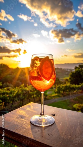 Aperol spritz in sunset scenery