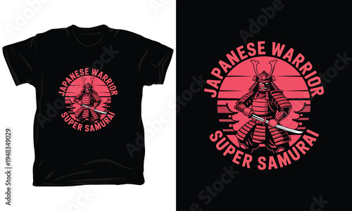 Japanese warrior super samurai design for t shirt streetwear and merchandise illustration