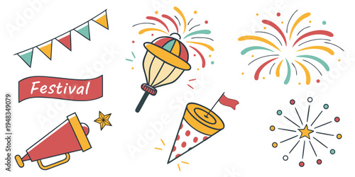 a collection of festive party icons and symbols Vector