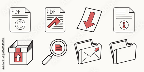 a collection of file icons for download and management Vector