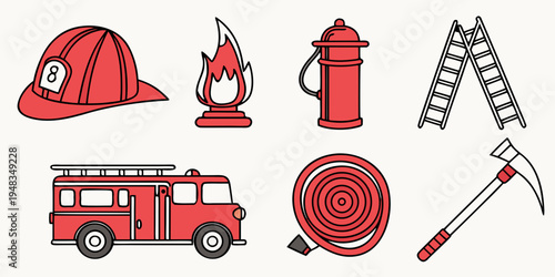 firefighting tools and equipment Vector