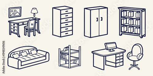 a collection of furniture icons Vector