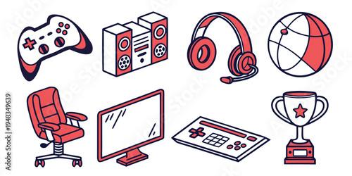 gaming setup and accessories Vector