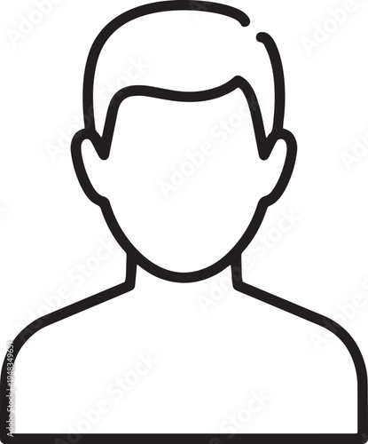 Simple line drawing of a male silhouette with short hair
