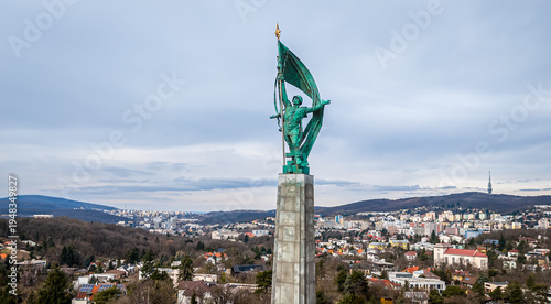 Photography Slavin War Memorial Bratislava aerial view of monument and plaza