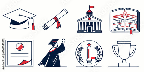 icons representing education and academic achievement Vector