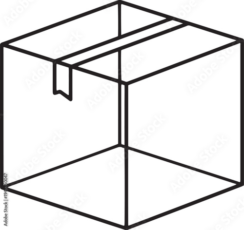 A geometric wireframe cube with an internal protruding l-shaped structure