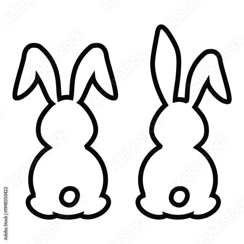 Set of Easter bunny silhouettes. Rabbit outline drawing. Bunny icon collection. Vector illustration