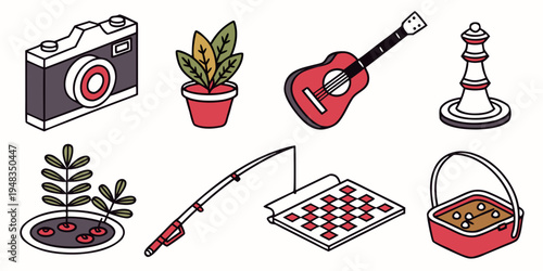 a collection of various objects on white background Vector