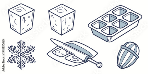 a collection of ice cube related objects Vector