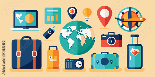 a collection of travel related items and icons Vector