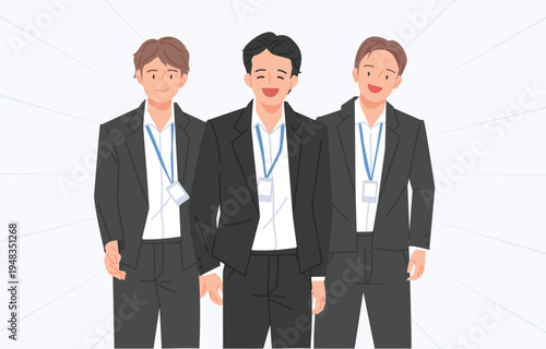 Three businessmen standing together in formal attire