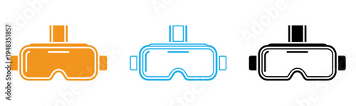 Virtual reality headsets in different colors