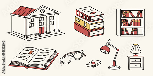 a collection of office furniture and supplies Vector
