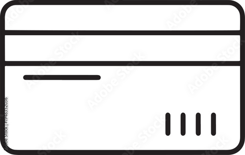Simple line drawing of a blank credit or debit card with magnetic stripe and chip