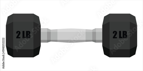Dumbbell hexagon shape, isolated on white background. Dumbbell icon