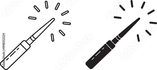 Magic Wand Icon Set  vector on white background. star, sparkle, set, simple, design, 