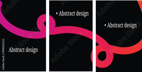 Abstract design elements in pink and red on black background