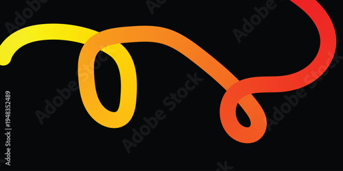 Vibrant gradient squiggle line art on black background