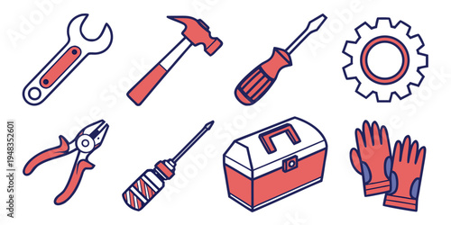 a collection of tools and equipment for repair and maintenance Vector