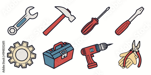 a set of tools for repair and construction work Vector