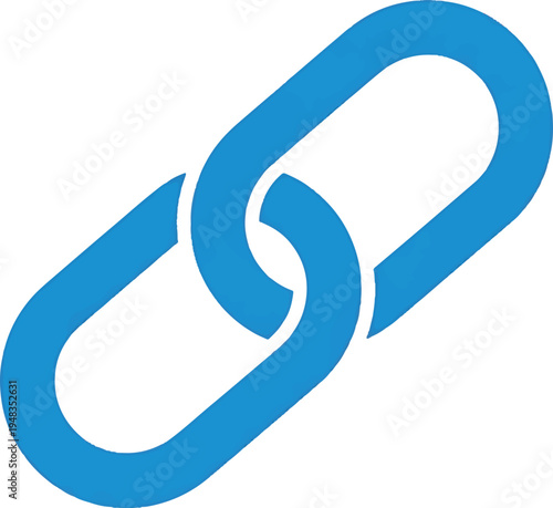 A stylized blue link icon representing connection or association
