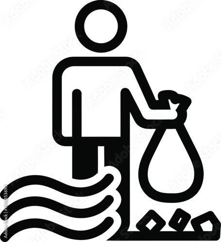 man throwing trash into water pollution concept