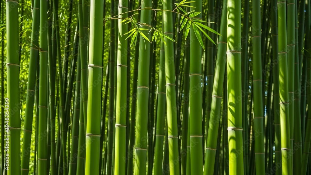 Fototapeta premium Bamboo forest green plant asian nature tree jungle background perfect for natural background