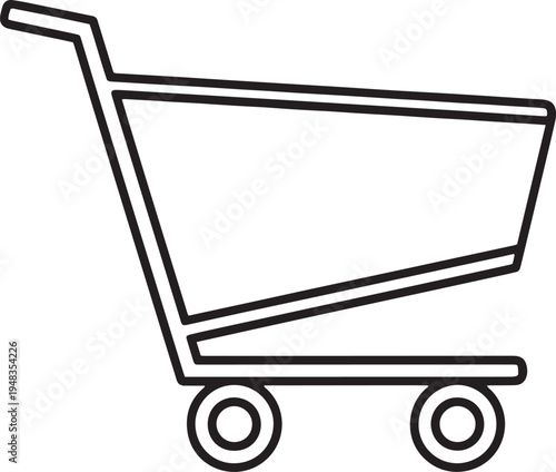Simple illustration of a shopping cart with two wheels and a handle