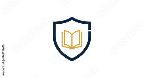 Shield book security logo education protection knowledge symbol icon