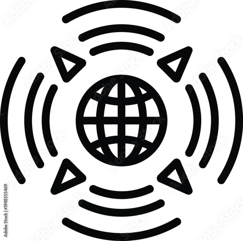 global network icon, earth symbol