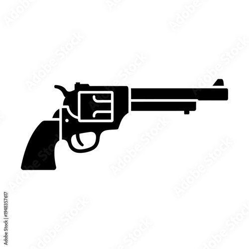 Minimalist black revolver handgun silhouette for security, law enforcement, and self-defense concepts