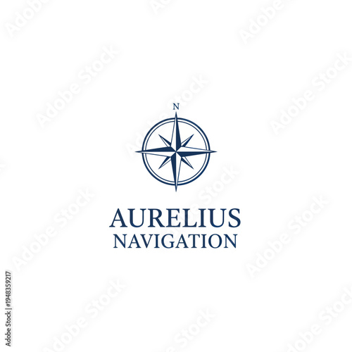 Vintage Compass Rose Nautical Navigation Logo