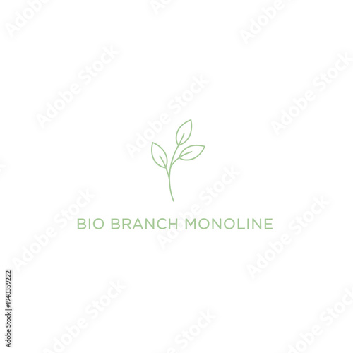 Minimalist Monoline Eco Leaf Branch Logo