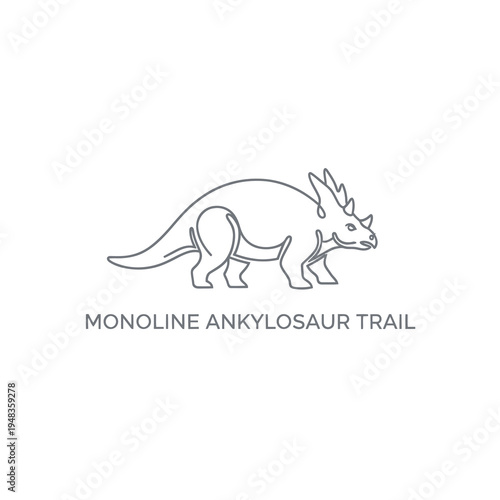 Monoline Ankylosaur Dinosaur Minimalist Line Art Logo
