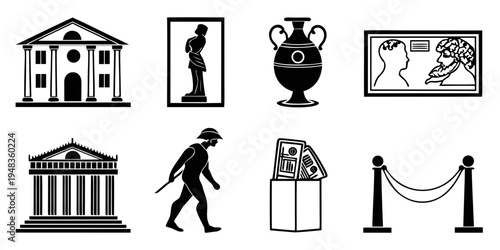 a collection of museum and gallery icons Vector