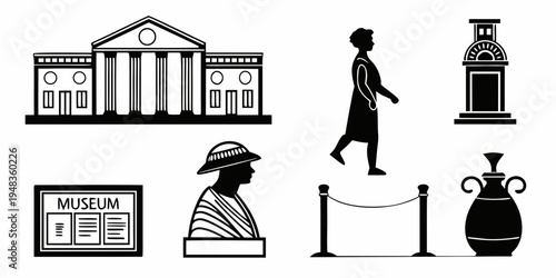 various objects related to a museum Vector