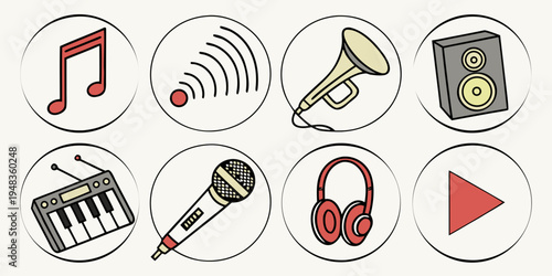 a collection of music icons and symbols Vector