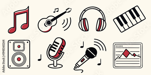 a collection of music icons and symbols Vector