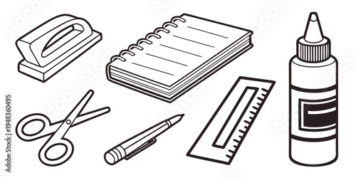 a collection of office supplies Vector