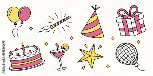 a collection of birthday party icons and symbols Vector
