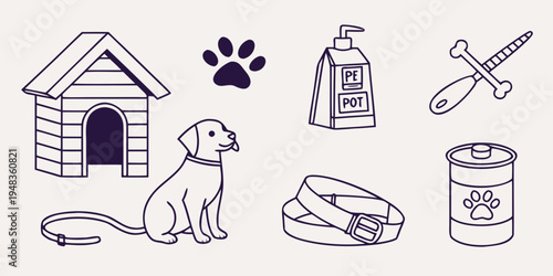 a dog and its accessories Vector