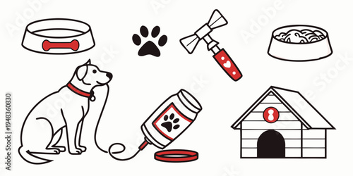 dog and its accessories Vector