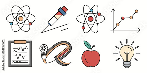 a collection of science and education icons Vector