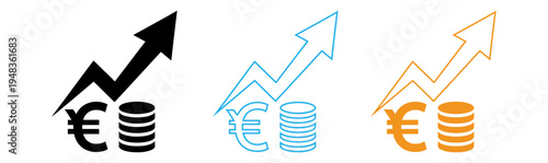Euro currency growth icons